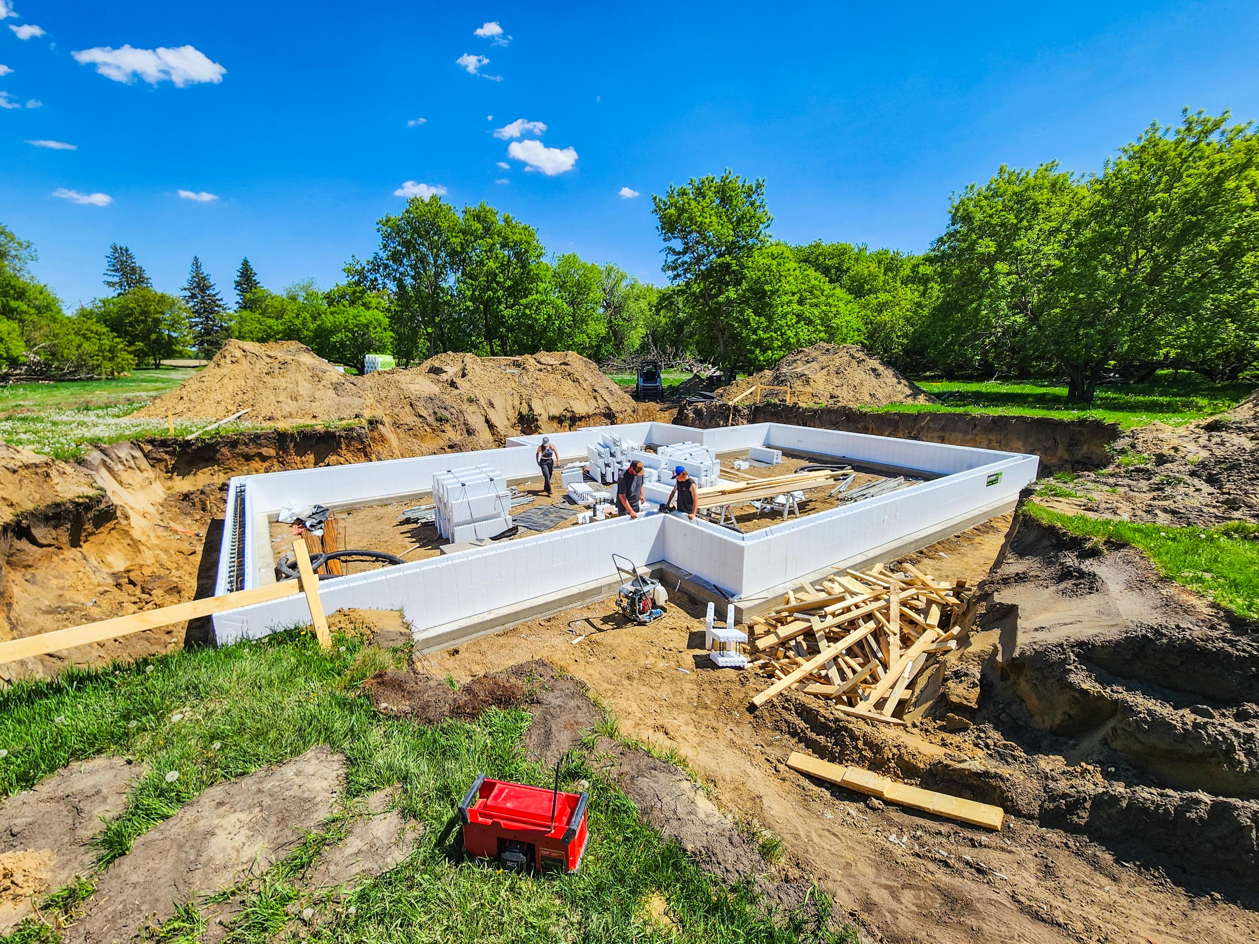 ICF foundation walls under construction near Altamont Manitoba