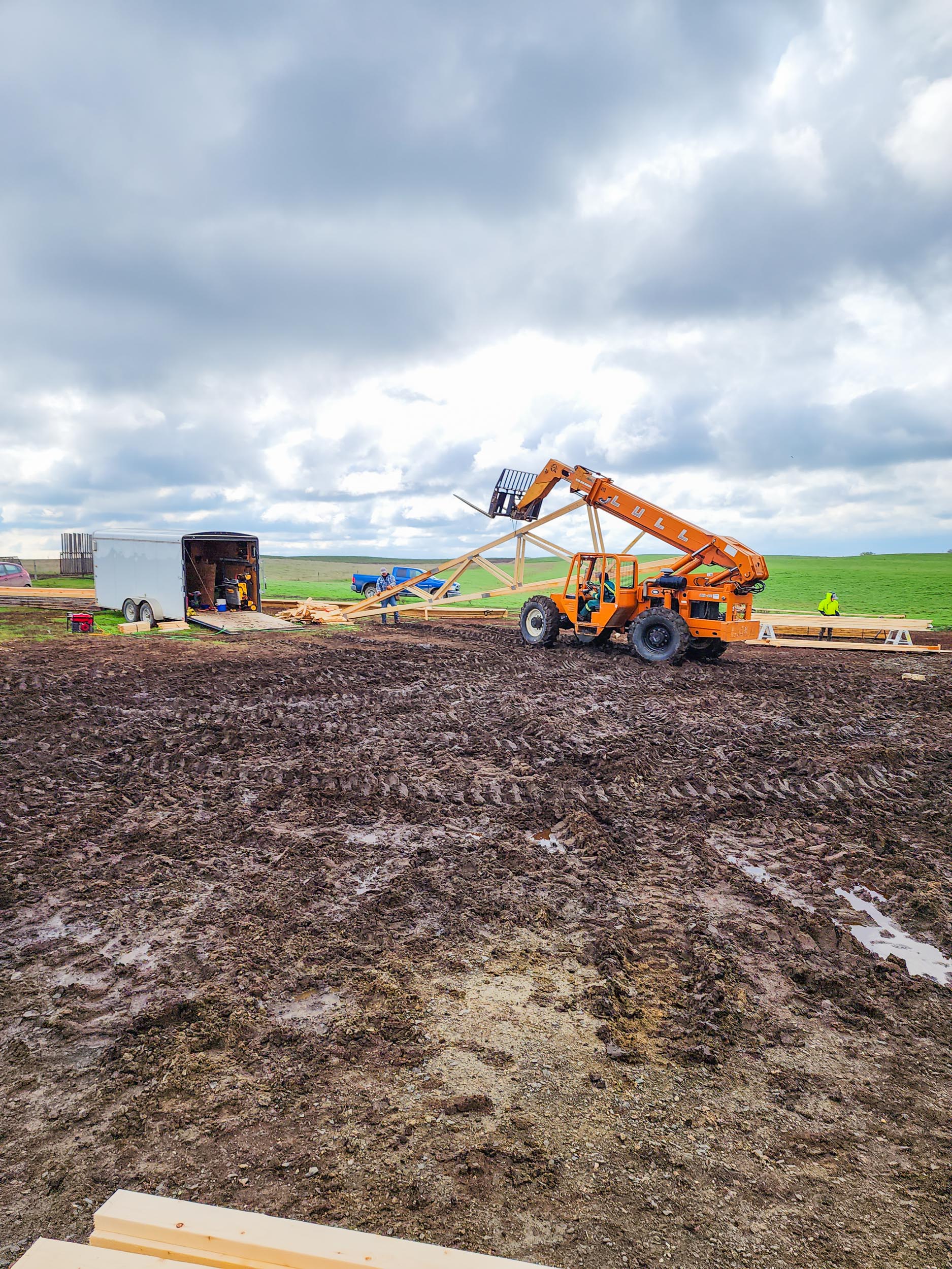 Site preparation for a pole shed near St. Léon